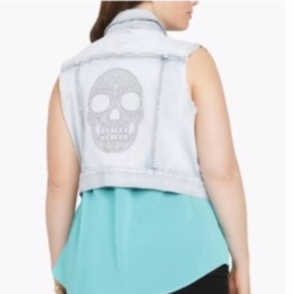 Torrid Studded Skull Denim Vest